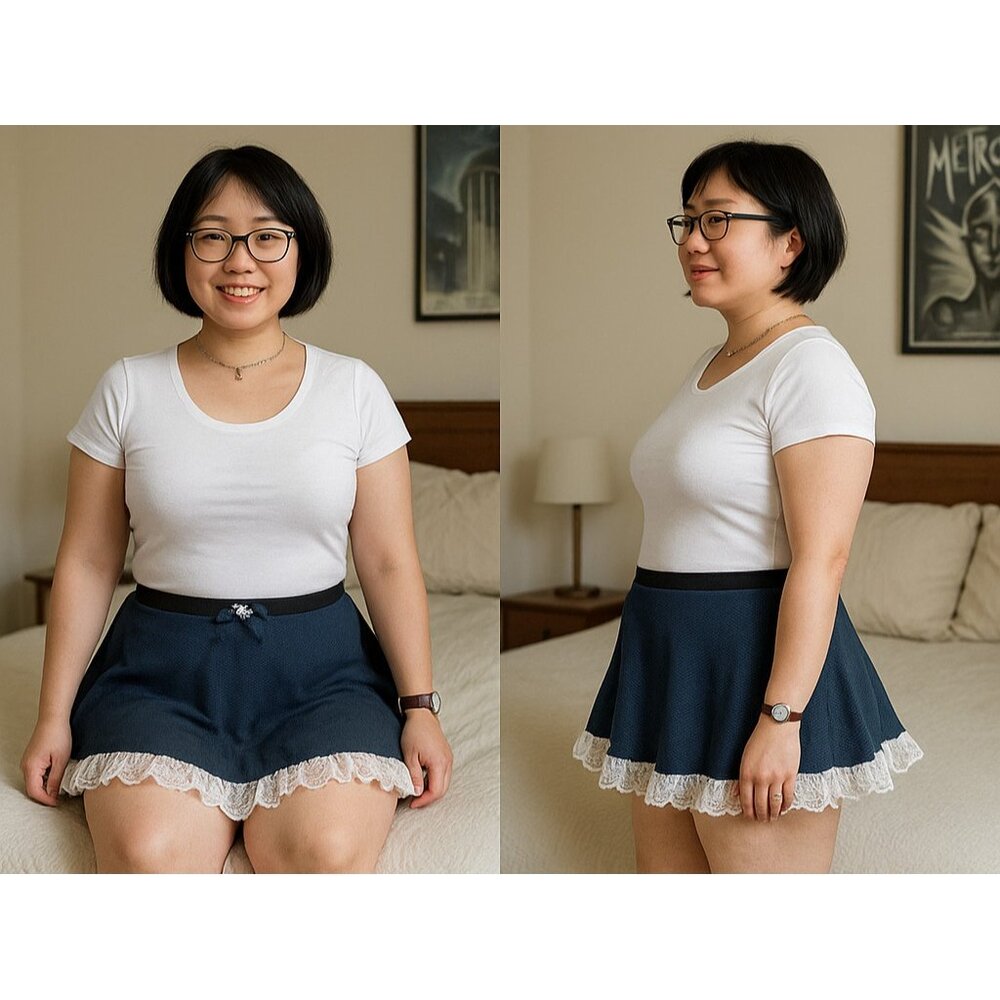 Fantasy Lingerie Navy Blue Lace Ruffle Mini Skirt 1X/2X Plus Cosplay Maid
